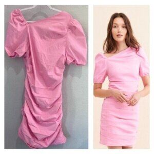 Anthropologie Pink Ruched Mini Dress